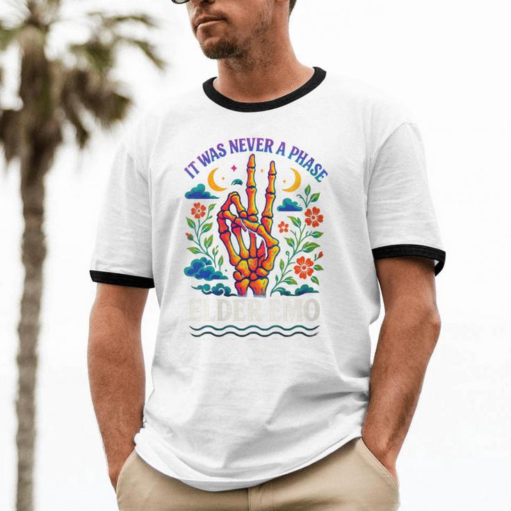 Elder Emo Nostalgia Skeleton Hand Unisex Cotton Ringer T-Shirt