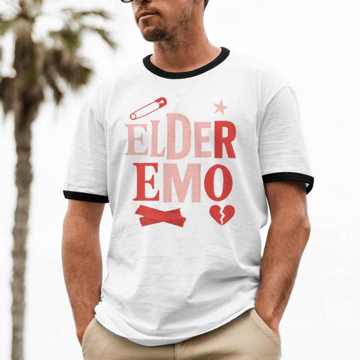 Elder Emo Retro Punk Typography Nostalgia Unisex Cotton Ringer T-Shirt Elder Emo Retro Punk Typography Nostalgia Unisex Cotton Ringer T-Shirt