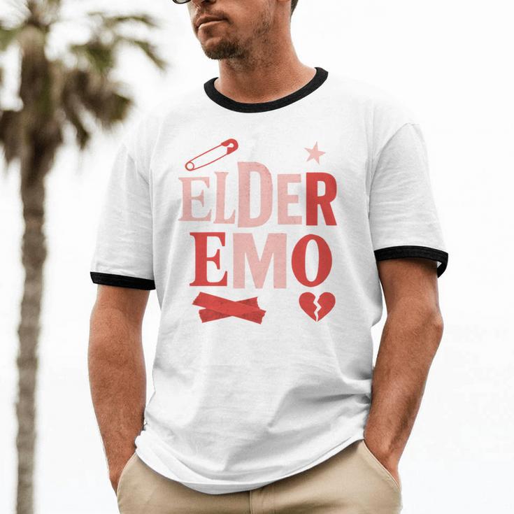 Elder Emo Retro Punk Typography Nostalgia Unisex Cotton Ringer T-Shirt