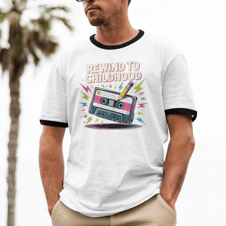 Elder Millennials Embracing 90s Rewind Nostalgia Vibes Unisex Cotton Ringer T-Shirt