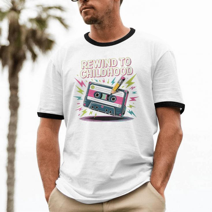 Elder Millennials Embracing 90s Rewind Nostalgia Vibes Unisex Cotton Ringer T-Shirt Elder Millennials Embracing 90s Rewind Nostalgia Vibes Unisex Cotton Ringer T-Shirt