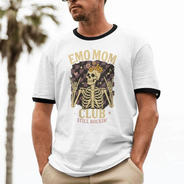 Emo Mom Club Still Rockin Skeleton Nostalgia Women Mother Unisex Cotton Ringer T-Shirt