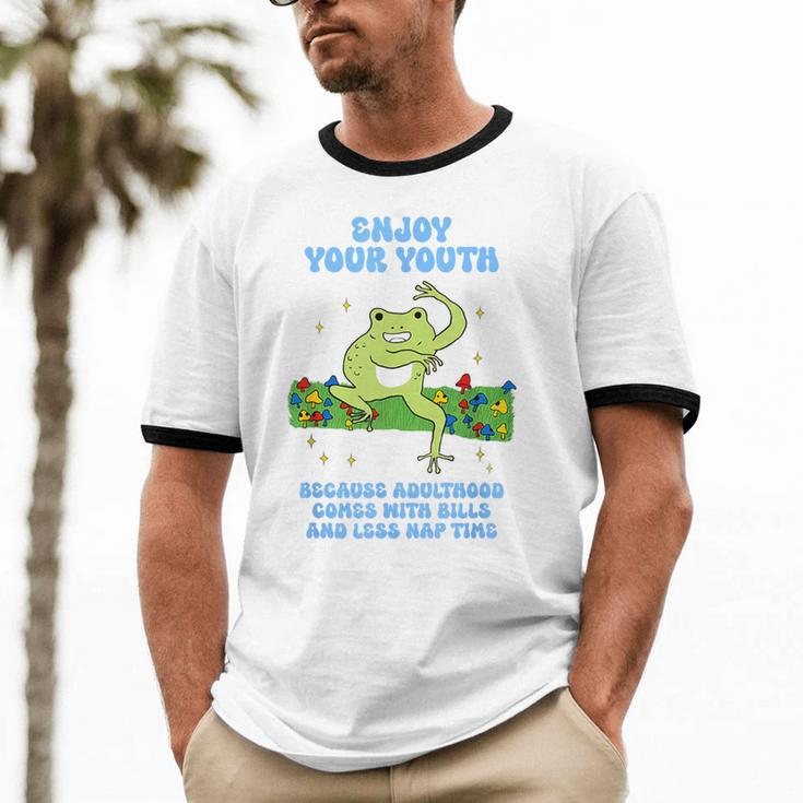 Enjoy Adulthood Comes With Bills Nostalgia Regret Unisex Cotton Ringer T-Shirt Enjoy Adulthood Comes With Bills Nostalgia Regret Unisex Cotton Ringer T-Shirt