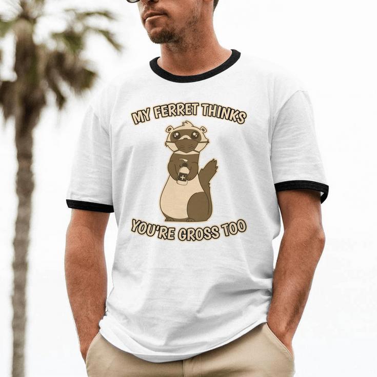 Ew People Ferret Saying Mask Introvert Ferrets Unisex Cotton Ringer T-Shirt Ew People Ferret Saying Mask Introvert Ferrets Unisex Cotton Ringer T-Shirt