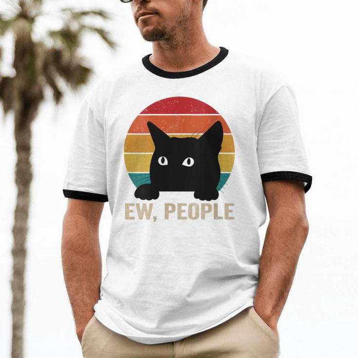 Ew People Introvert Cat Lover Cat Lady Vintage Unisex Cotton Ringer T-Shirt Ew People Introvert Cat Lover Cat Lady Vintage Unisex Cotton Ringer T-Shirt