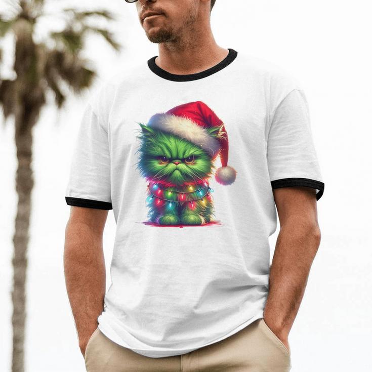 Ew People Meowy Cat Christmas Introvert Men Women Unisex Cotton Ringer T-Shirt