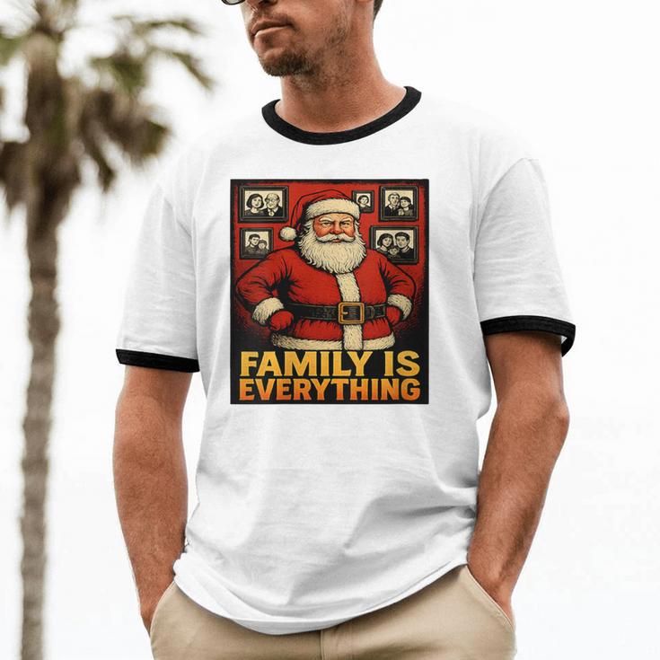 Family Christmas Retro Santa Holiday Nostalgia Vibes Unisex Cotton Ringer T-Shirt