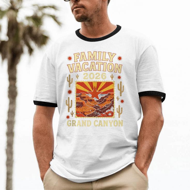 Family Vacation Grand Canyon 2026 Nostalgia Unisex Cotton Ringer T-Shirt
