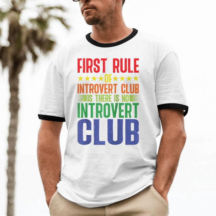 First Rule Of Introvert Club Is There Is No Introvert Club Raglan Baseball Tee Unisex Cotton Ringer T-Shirt First Rule Of Introvert Club Is There Is No Introvert Club Raglan Baseball Tee Unisex Cotton Ringer T-Shirt
