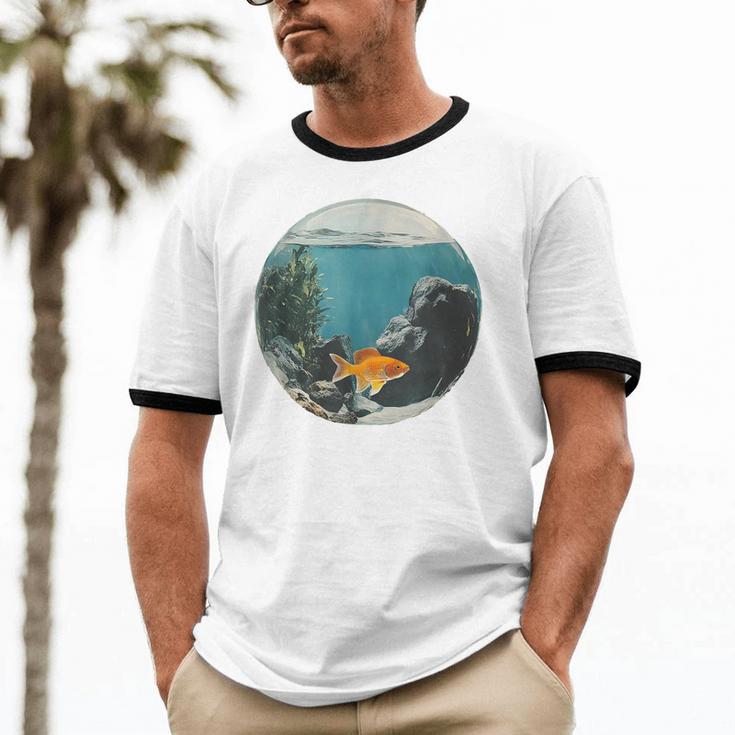 Fish Bowl Frutiger Aero Y2K Retro Vibes Unisex Cotton Ringer T-Shirt