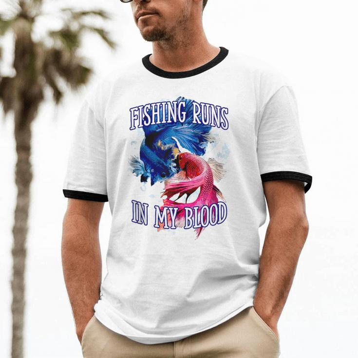 Fishing Runs In My Blood Introvert Hobby Antisocial Unisex Cotton Ringer T-Shirt Fishing Runs In My Blood Introvert Hobby Antisocial Unisex Cotton Ringer T-Shirt