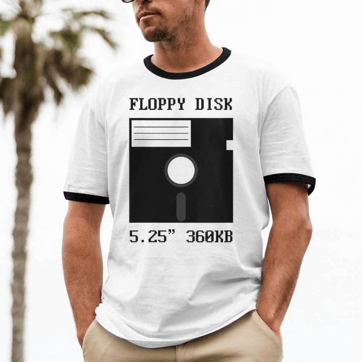 Floppy Disk Computer Nostalgia Fun PC Enthusiast History Unisex Cotton Ringer T-Shirt