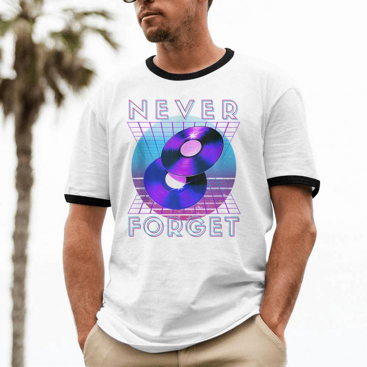 Never Forget Retro 80s 90s Nostalgia Unisex Cotton Ringer T-Shirt