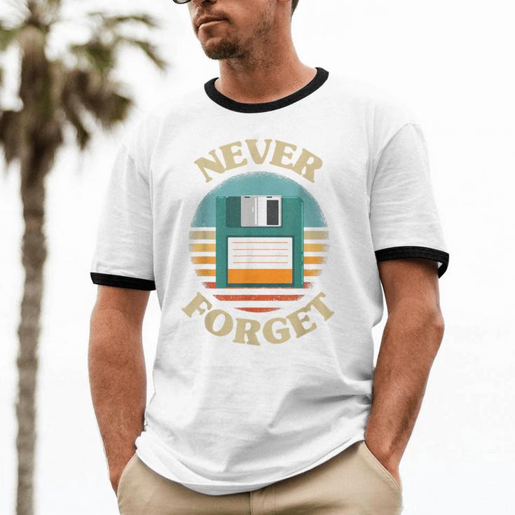 Never Forget Retro Diskette Nostalgia Vintage Unisex Cotton Ringer T-Shirt Never Forget Retro Diskette Nostalgia Vintage Unisex Cotton Ringer T-Shirt