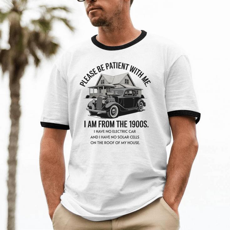 Forgive Me I'm From The 1900s No E-Car No SolarCells Premium Tri-Blend Unisex Cotton Ringer T-Shirt