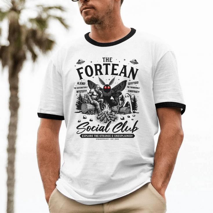 Fortean Social Club Bigfoot Mothman Alien Cryptid Introvert Unisex Cotton Ringer T-Shirt