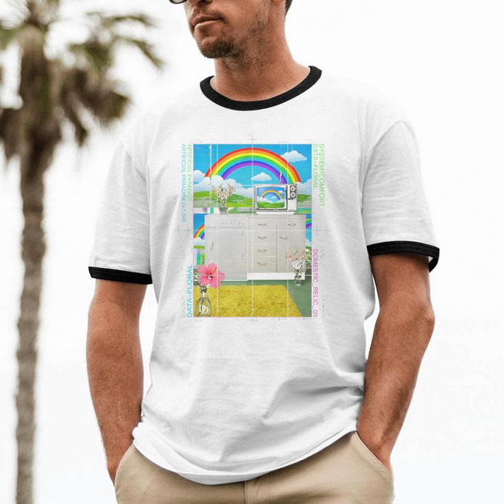 Frutiger Aero Aesthetic Rainbow Glitch Art Premium Tri-Blend Unisex Cotton Ringer T-Shirt Frutiger Aero Aesthetic Rainbow Glitch Art Premium Tri-Blend Unisex Cotton Ringer T-Shirt