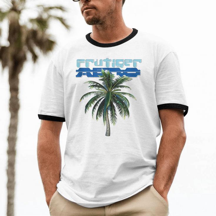 Frutiger Aero Palm Tree Y2k Aesthetic 2000s Trend Unisex Cotton Ringer T-Shirt