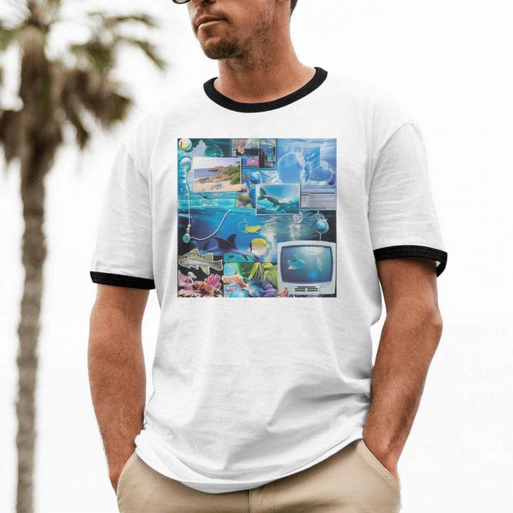 Frutiger Aero Retro Vibes Unisex Cotton Ringer T-Shirt