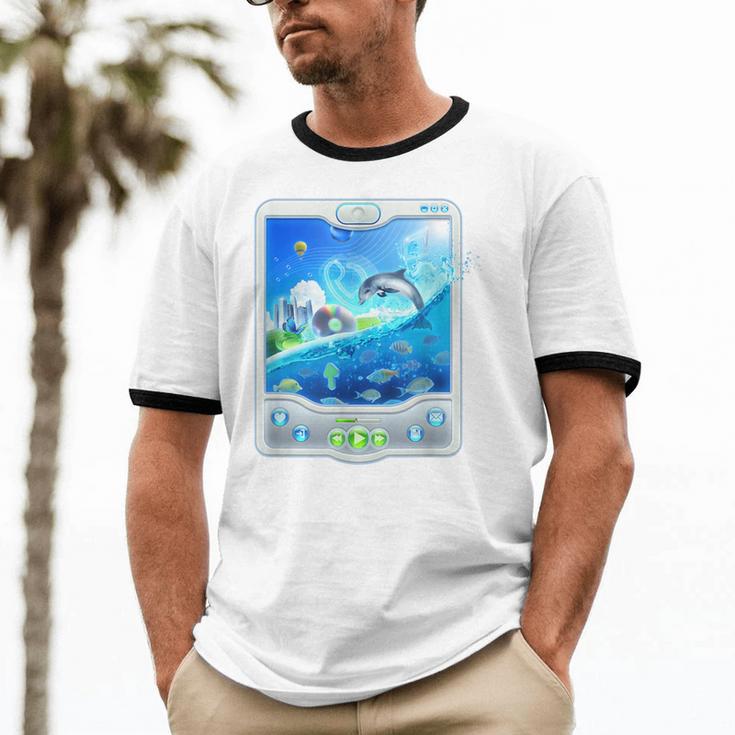 Frutiger Aero Skeuomorphism User Interface Nostalgia Unisex Cotton Ringer T-Shirt