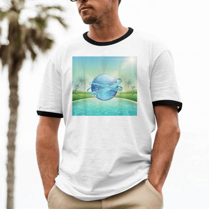 Frutiger Aero Y2k Aesthetic Palm Trees Cyber Beach World Unisex Cotton Ringer T-Shirt Frutiger Aero Y2k Aesthetic Palm Trees Cyber Beach World Unisex Cotton Ringer T-Shirt