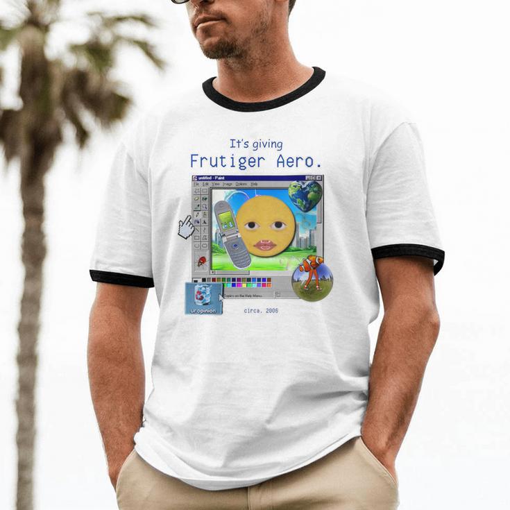 Frutiger Aero Y2K Meme Graphic 2000s Nostalgia Unisex Cotton Ringer T-Shirt Frutiger Aero Y2K Meme Graphic 2000s Nostalgia Unisex Cotton Ringer T-Shirt
