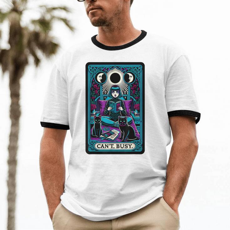 Gothic Girl Tarot Card Introverted Reader And Reading Unisex Cotton Ringer T-Shirt