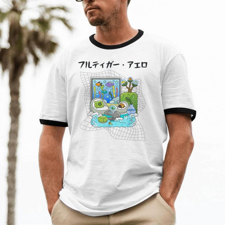 Grass Fun UI UX Er Computer Retro Fish Frutiger Aero Unisex Cotton Ringer T-Shirt Grass Fun UI UX Er Computer Retro Fish Frutiger Aero Unisex Cotton Ringer T-Shirt