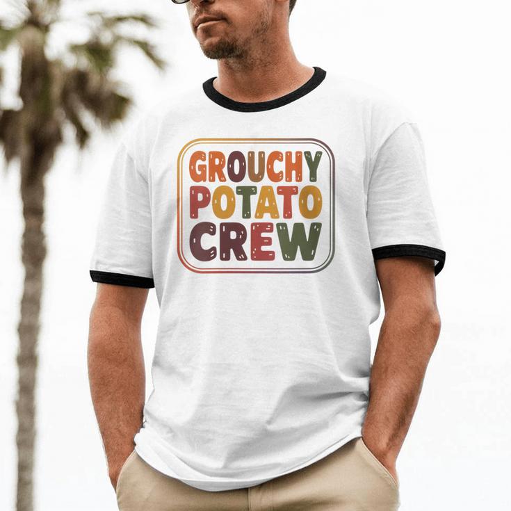 Grouchy Potato Crew Introvert Sarcasm Unisex Cotton Ringer T-Shirt