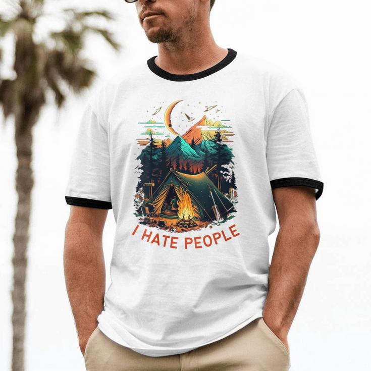 I Hate People Id Rather Be Camping Sarcastic Introvert Unisex Cotton Ringer T-Shirt I Hate People Id Rather Be Camping Sarcastic Introvert Unisex Cotton Ringer T-Shirt