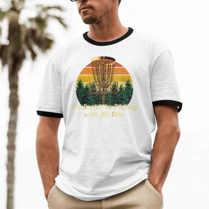 Id Rather Be Playing With My Disc Introvert Disc Golf Raglan Baseball Tee Unisex Cotton Ringer T-Shirt