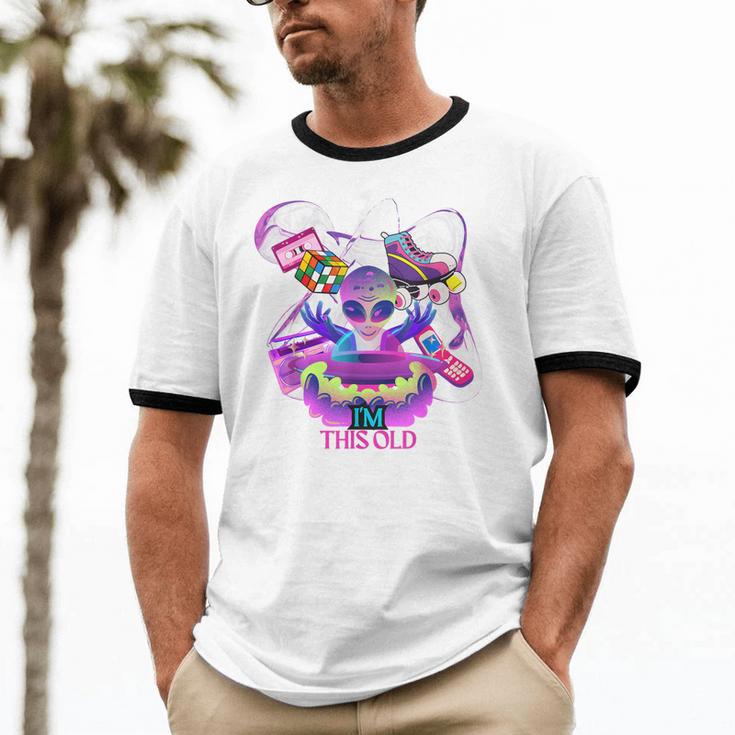 I’m This Old Retro 80s Nostalgia Alien Unisex Cotton Ringer T-Shirt