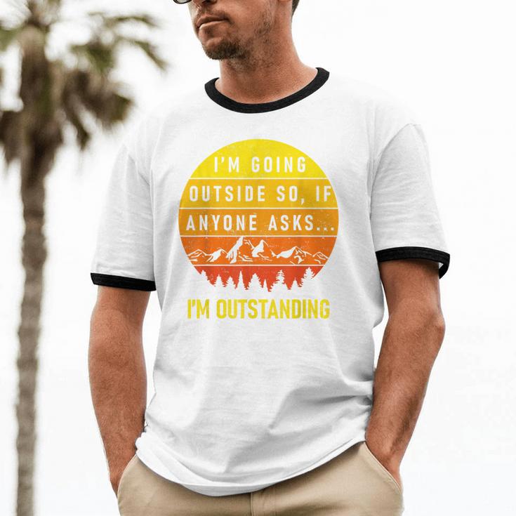 I'm Outstanding Retro Introvert Mountain Trip Lover Unisex Cotton Ringer T-Shirt I'm Outstanding Retro Introvert Mountain Trip Lover Unisex Cotton Ringer T-Shirt