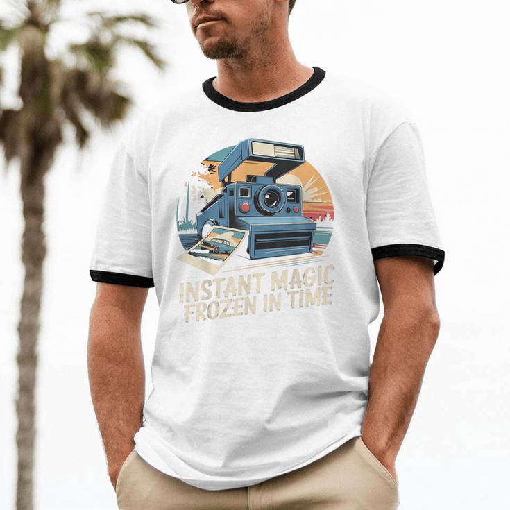 Instant Magic Frozen In Time Retro Camera Nostalgia Unisex Cotton Ringer T-Shirt Instant Magic Frozen In Time Retro Camera Nostalgia Unisex Cotton Ringer T-Shirt