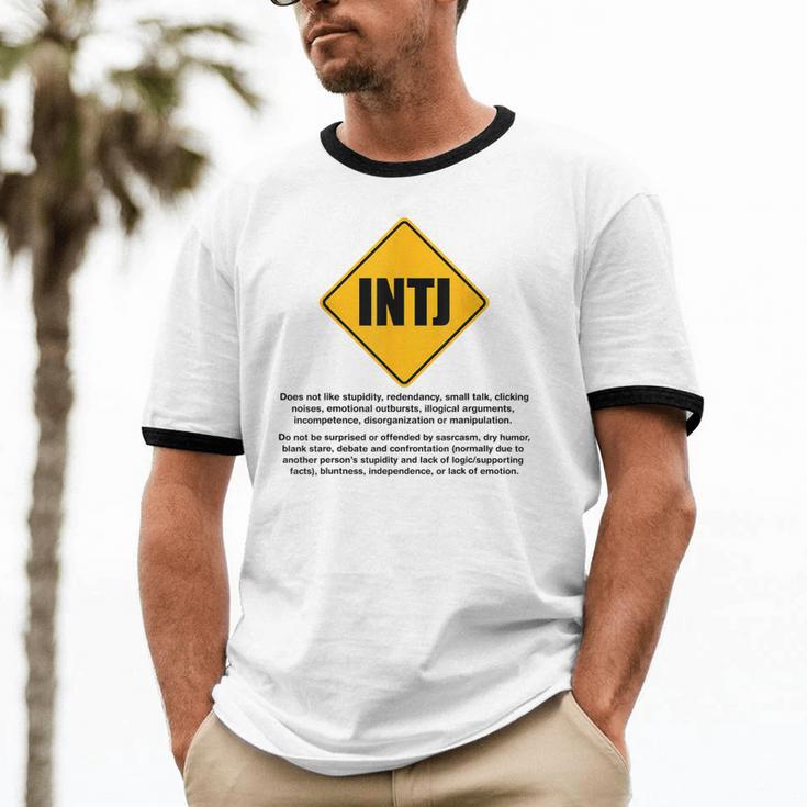 INTJ Warnings Architect Personality Type Introvert Unisex Cotton Ringer T-Shirt