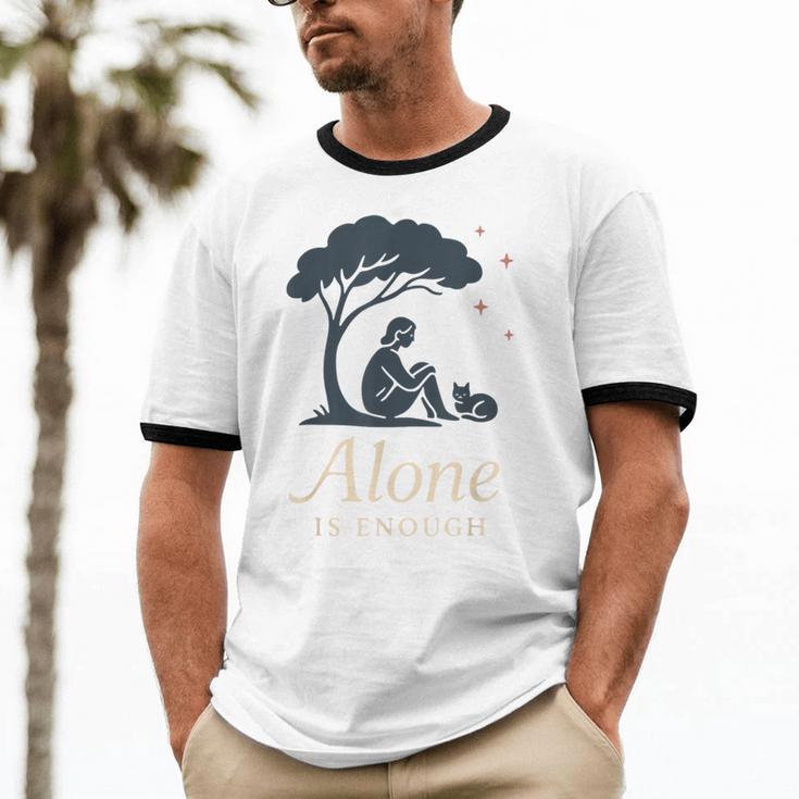 Introvert Alone Is Enough Social Battery Low Antisocial Unisex Cotton Ringer T-Shirt