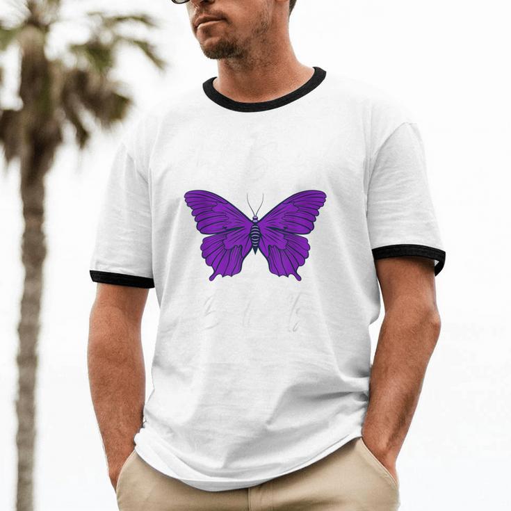 Introvert Antisocial Butterfly For Women Men Unisex Cotton Ringer T-Shirt