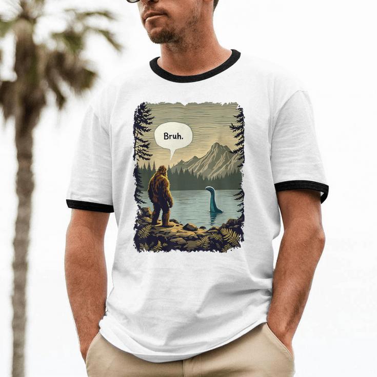 Introvert Bigfoot Sasquatch Loch Ness Monster Bruh Unisex Cotton Ringer T-Shirt Introvert Bigfoot Sasquatch Loch Ness Monster Bruh Unisex Cotton Ringer T-Shirt