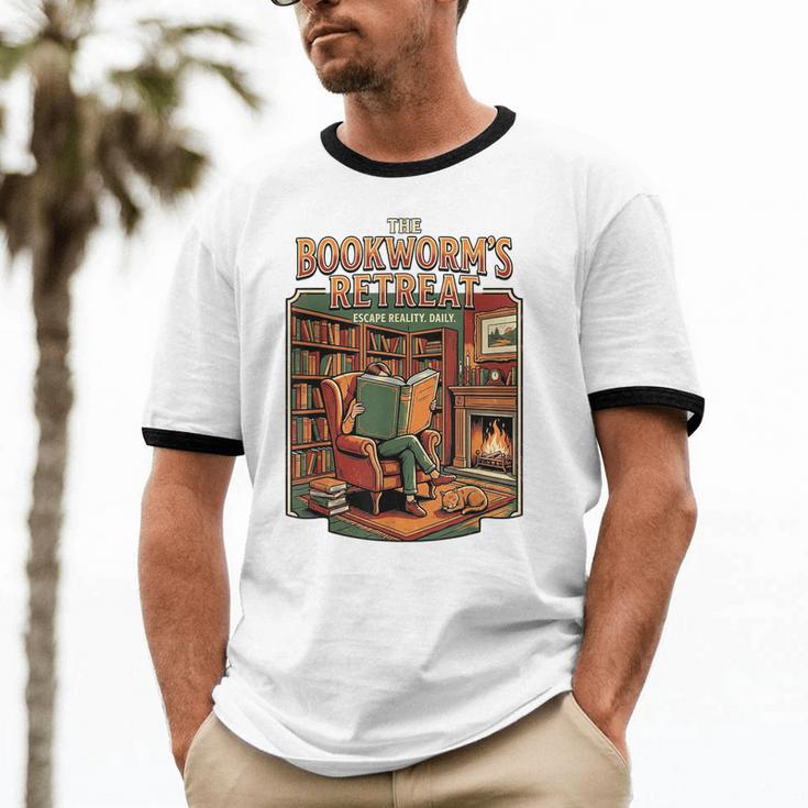 Introvert Book Lover The Bookworm's Retreat Unisex Cotton Ringer T-Shirt Introvert Book Lover The Bookworm's Retreat Unisex Cotton Ringer T-Shirt