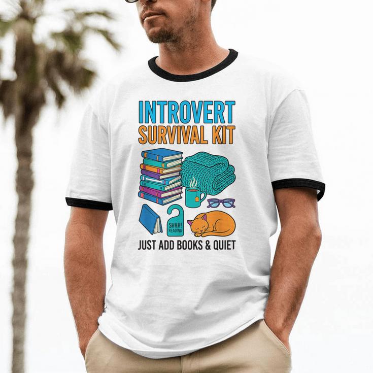 Introvert Book Lover Introvert Survival Kit Unisex Cotton Ringer T-Shirt Introvert Book Lover Introvert Survival Kit Unisex Cotton Ringer T-Shirt