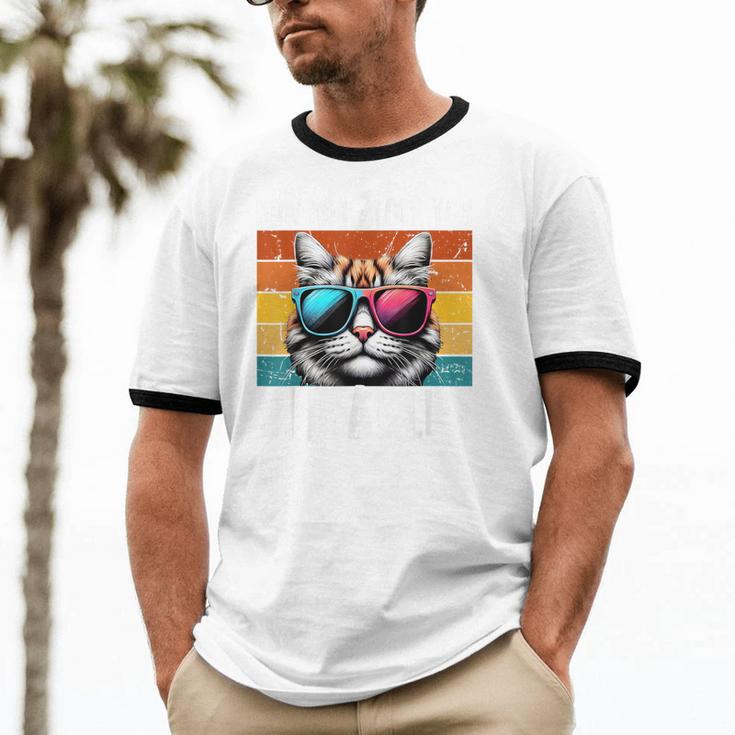 Introvert Cat How Do I Block You Retro Cat Sarcastic Men Women Girls Unisex Cotton Ringer T-Shirt