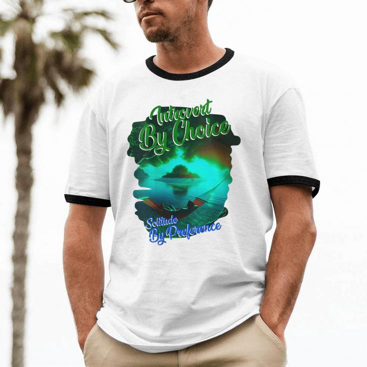 Introvert Choice Solitude By Preference Unisex Cotton Ringer T-Shirt