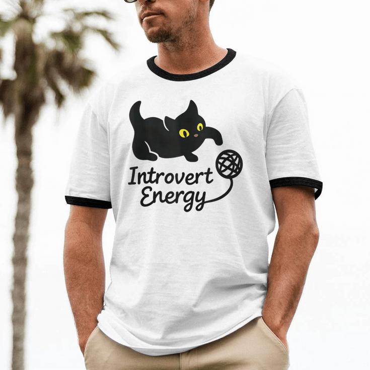 Introvert Energy Cat Love Cat Meme Unisex Cotton Ringer T-Shirt
