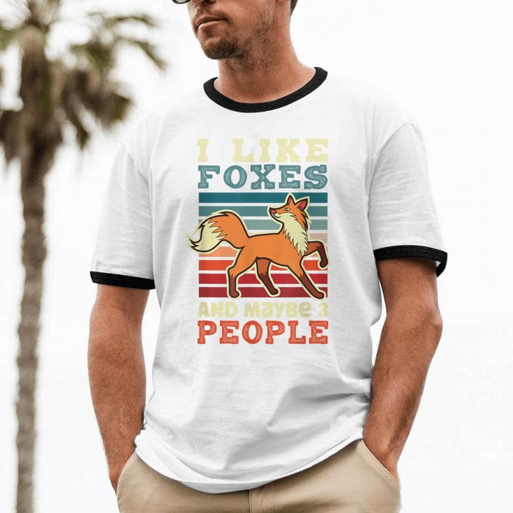 Introvert Fox Animal Lover Saying Loner Antisocial Unisex Cotton Ringer T-Shirt