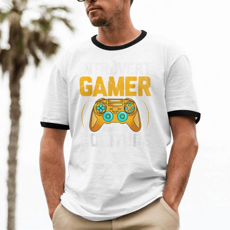 Introvert Gamer Video Games Anti Social Team Player Unisex Cotton Ringer T-Shirt