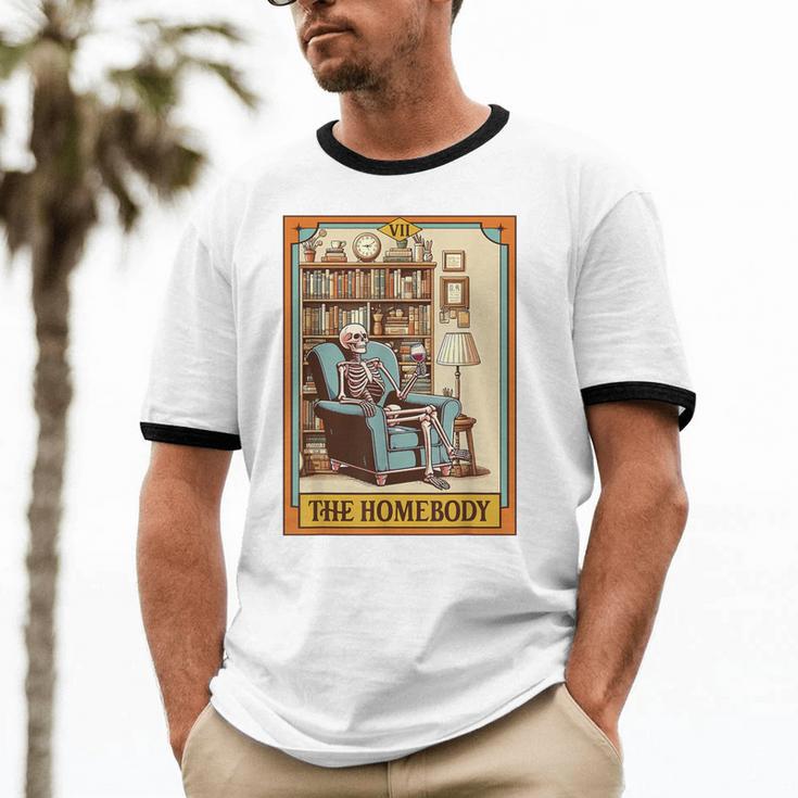 Introvert Homebody Awkward Skeleton The Homebody Tarot Card Unisex Cotton Ringer T-Shirt Introvert Homebody Awkward Skeleton The Homebody Tarot Card Unisex Cotton Ringer T-Shirt