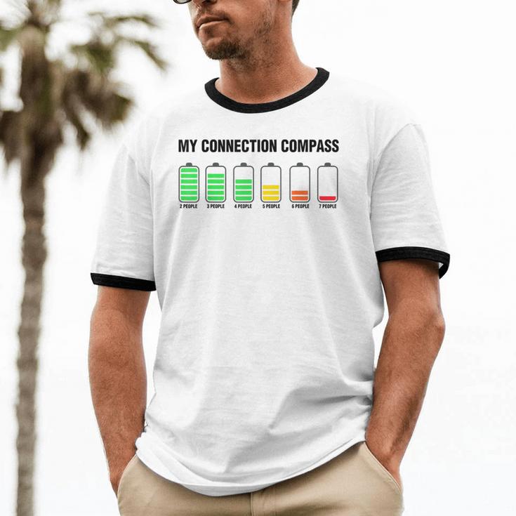 Introvert Low Battery My Connection Compass Unisex Cotton Ringer T-Shirt Introvert Low Battery My Connection Compass Unisex Cotton Ringer T-Shirt