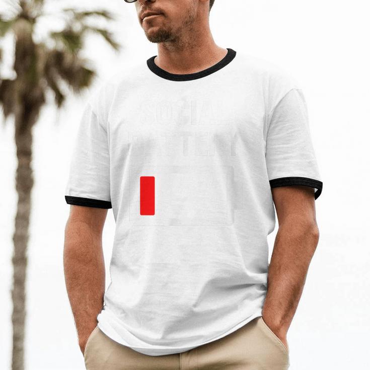 Introvert Low Social Battery Level Anti Social People Unisex Cotton Ringer T-Shirt