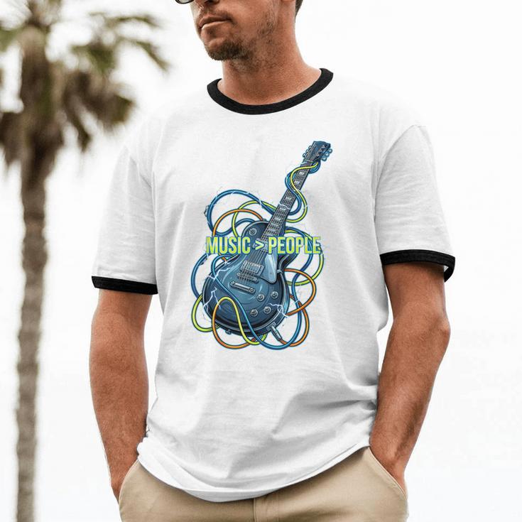 Introvert Music Lover Electric Guitar Rock Unisex Cotton Ringer T-Shirt