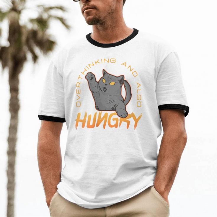 Introvert Overthinking Hungry Sarcastic Overthinker Unisex Cotton Ringer T-Shirt